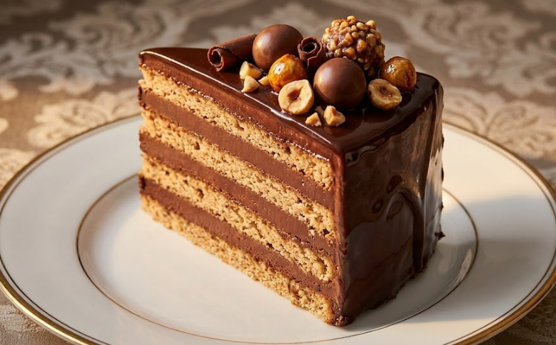 Pripremite Višeslojnu Lešnik Tortu sa Ogledalo Glazurom – Sofisticirani Ukus Luksuza