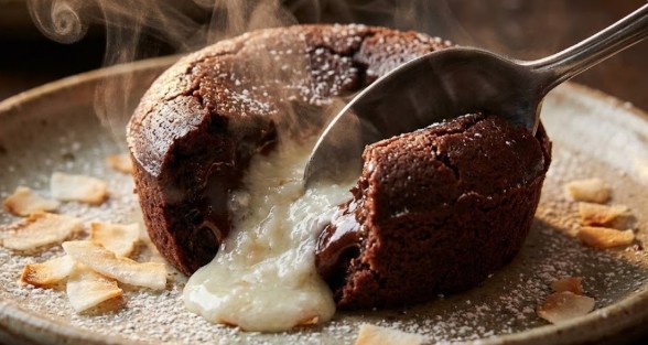 Bounty Lava Kolač: Recept za Čokoladni Sufle sa Tečnim Kokos Srcem