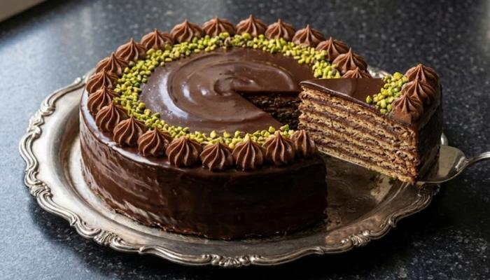 Luksuzna Slojevita Čokoladna Torta sa Pistaćima