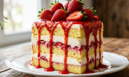 Sočna Slojevita Torta sa Jagodama – Najbolji Recept Za Voćni Desert