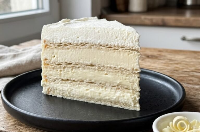 Torta Beli Anđeo | Raskošni Nepečeni Desert sa Rozen Korama