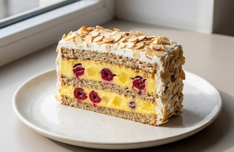 Originalni Moskva Šnit | Raskošna Torta sa Višnjama, Ananasom i Bademima