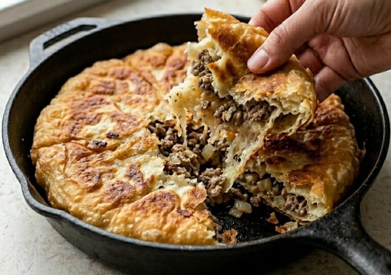Domaća Razliješa sa Mesom | Brza Livena Pita iz Tiganja
