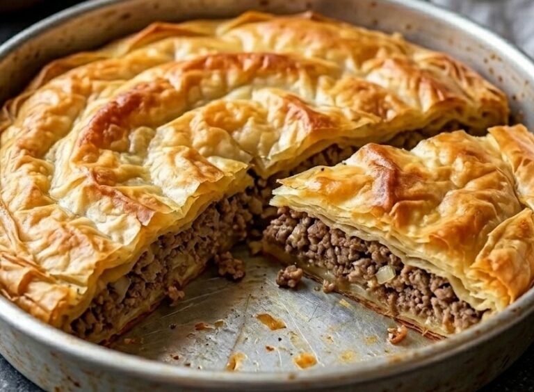 Brzi lažni burek sa mesom | Sočna i hrskava pita od cepkanih kora