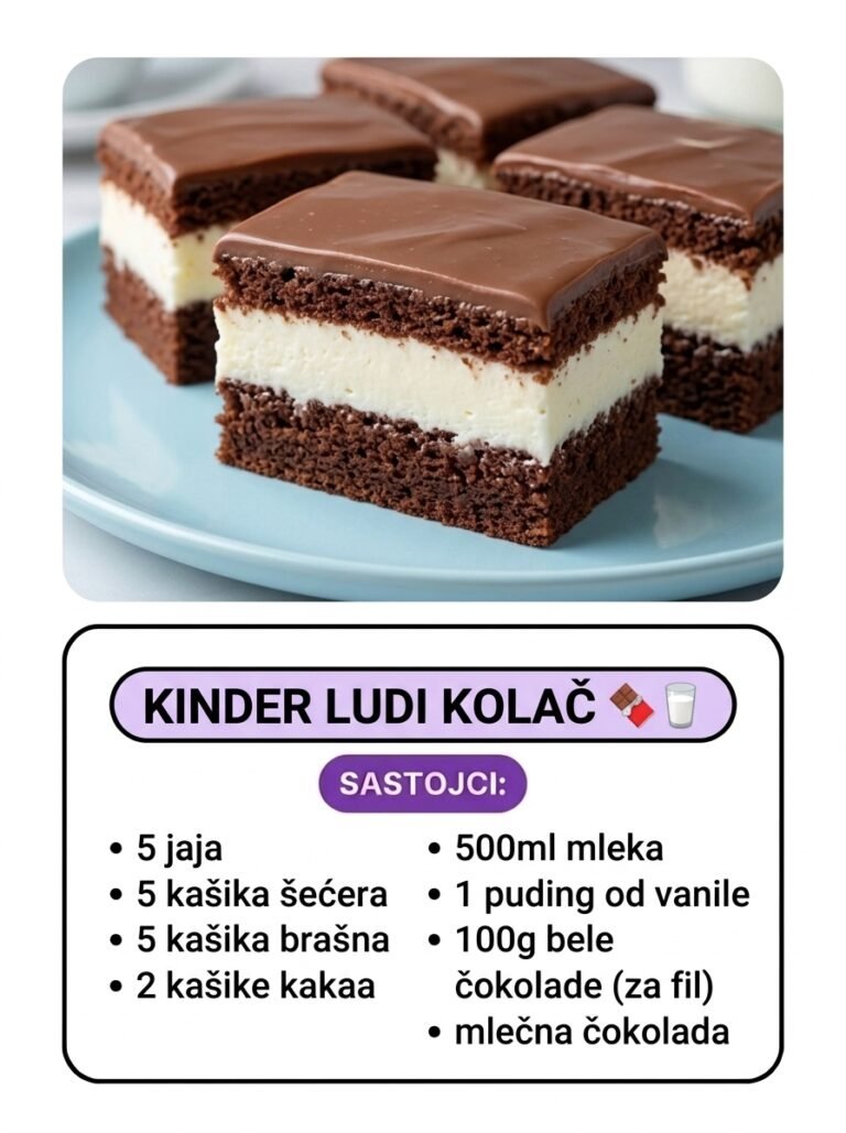 Kinder ludi kolač | Kremasti čokoladni desert sa belim filom
