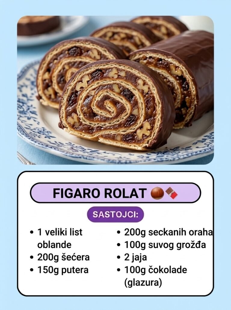 Domaći Figaro rolat | Starinski kolač u oblandi sa orasima i čokoladom