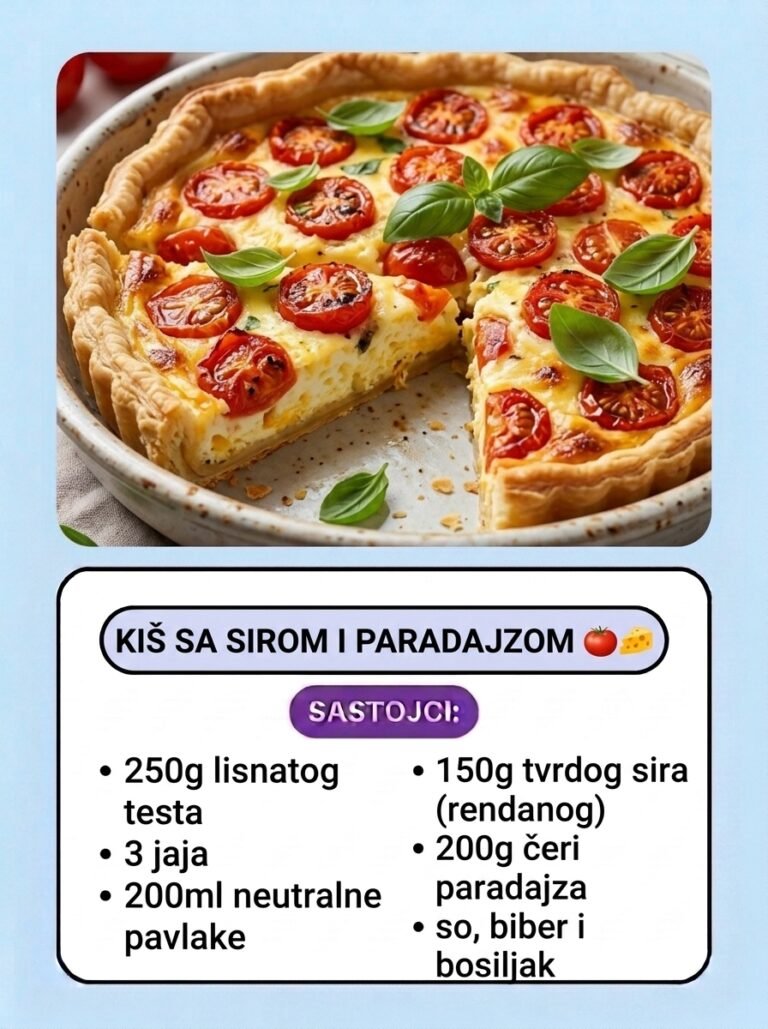 Brzi kiš sa sirom i čeri paradajzom | Letnji tart od lisnatog testa
