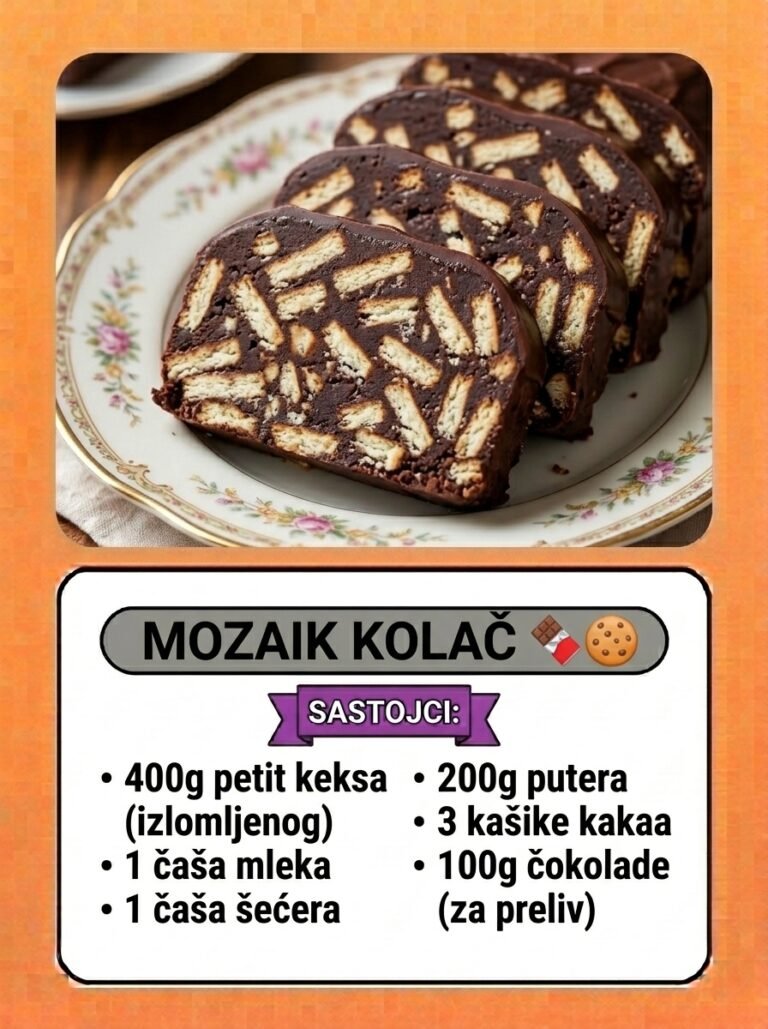 Brzi mozaik kolač bez pečenja | Raskošni čokoladni desert sa keksom