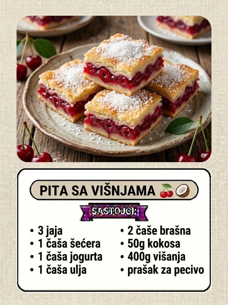 Brza pita sa višnjama i kokosom | Sočni starinski kolač na čaše