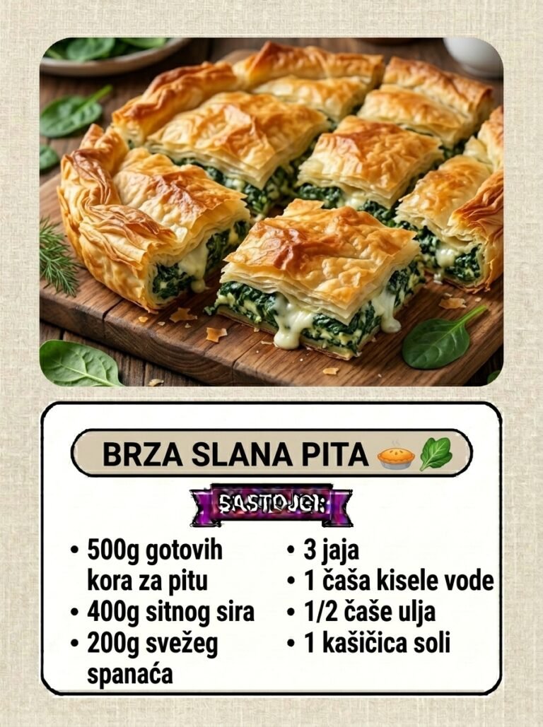 Brza slana pita sa sirom i spanaćem | Savršeno hrskava iz rerne