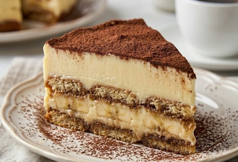 Posna Torta sa Bananama i Keksom | Brza Kremasta Torta Bez Pečenja