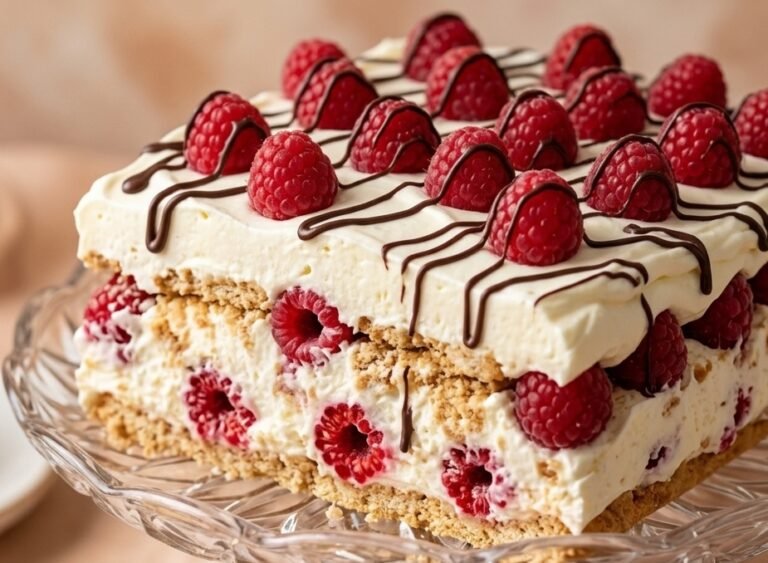Torta Lenja Žena sa Malinama | Brzi Kremasti Desert Bez Pečenja