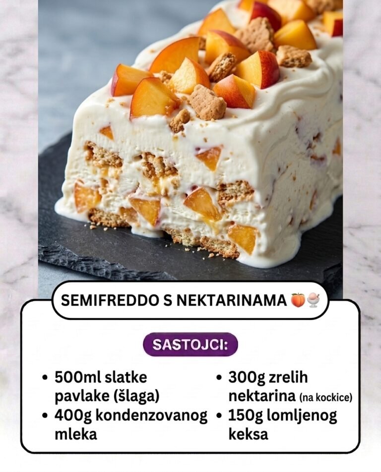 Semifreddo s Nektarinama | Osvežavajući Kremasti Ledeni Kolač bez Pečenja