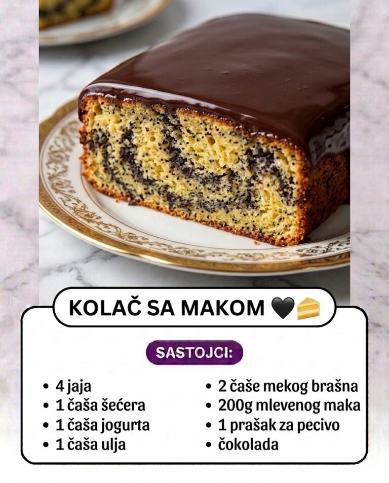 Domaći Kolač sa Makom i Čokoladnom Glazurom | Sočan i Brz Biskvit