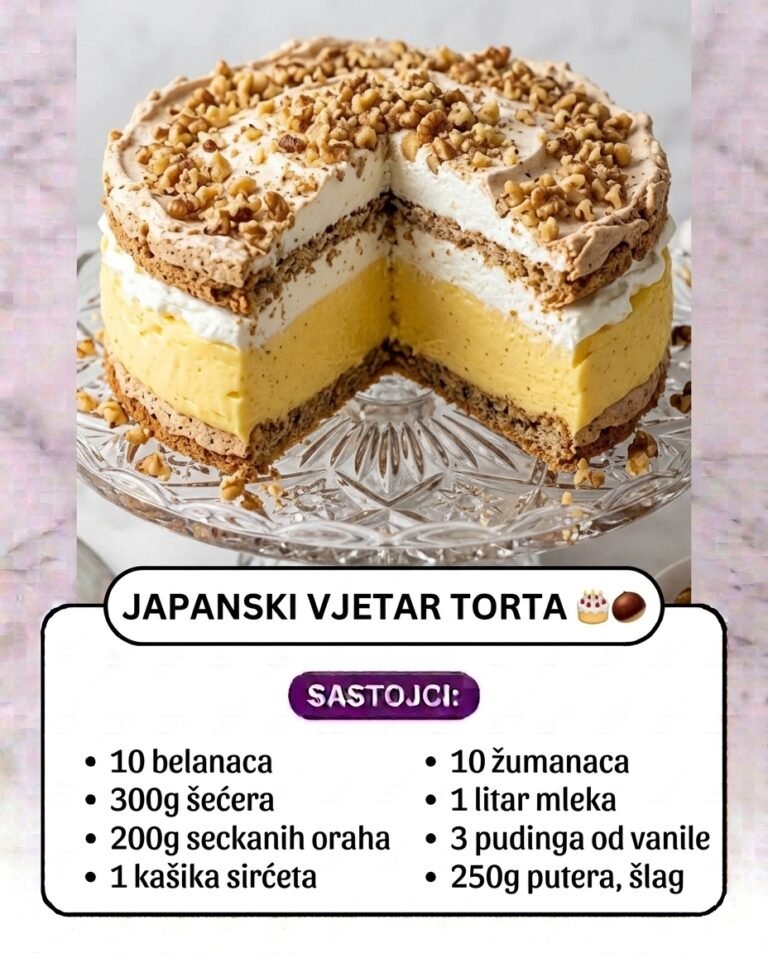 Japanski Vjetar Torta | Starinski Kremasti Kolač sa Orasima i Vanilom