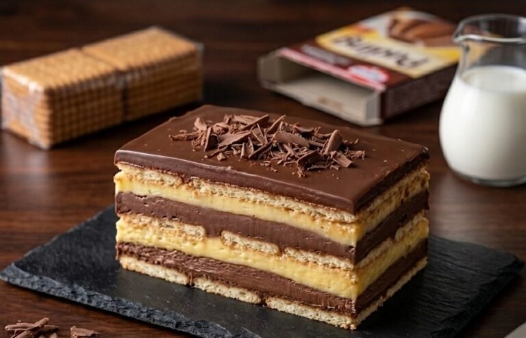 Brza Keks Torta sa Pudingom od Čokolade i Vanile | Bez Pečenja