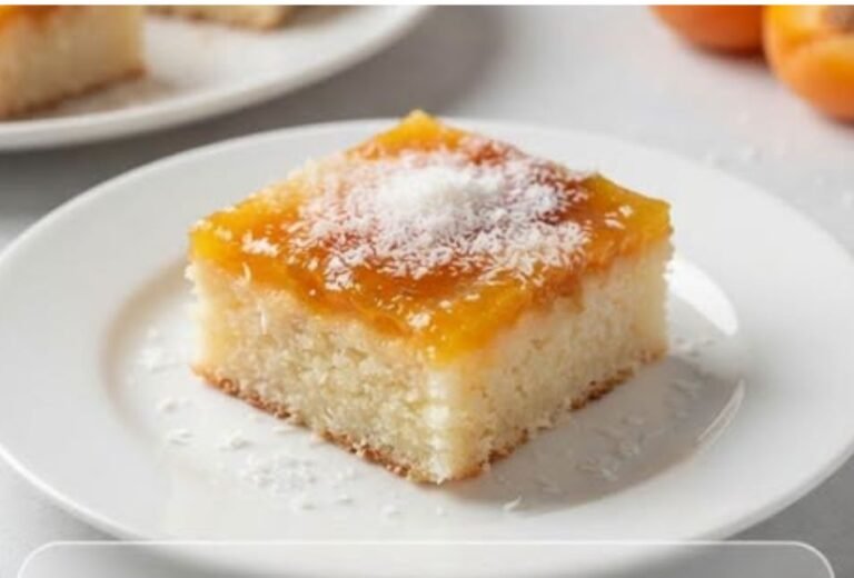 Kokos-griz kajsija kocke | Brzi sočni desert bez pečenja