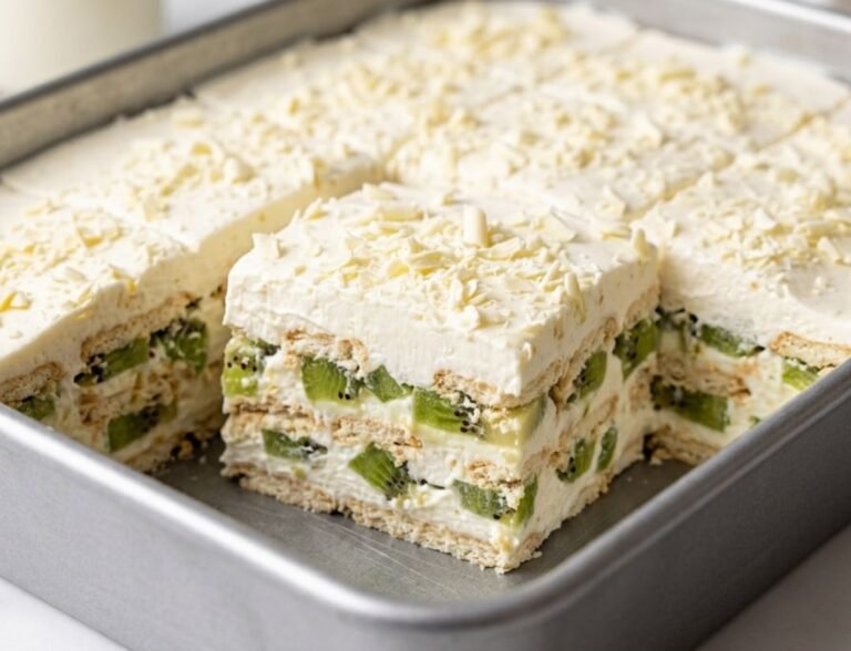 Brza torta sa kivijem i belom čokoladom | Osvežavajući desert bez pečenja