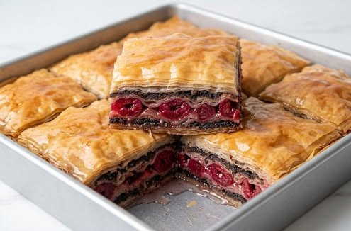 Sočna Baklava sa Višnjama i Keksom | Voćni Tradicionalni Desert