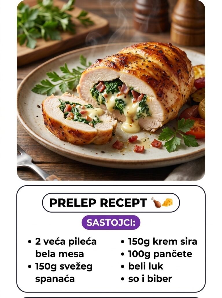 Punjena Pileća Bela Mesa sa Spanaćem i Pančetom Recept | Sočna Piletina