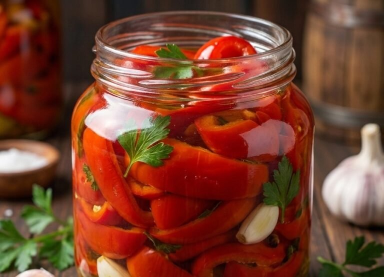 Crvene Paprike u Tegli Recept | Tradicionalna Zimnica sa Belim Lukom