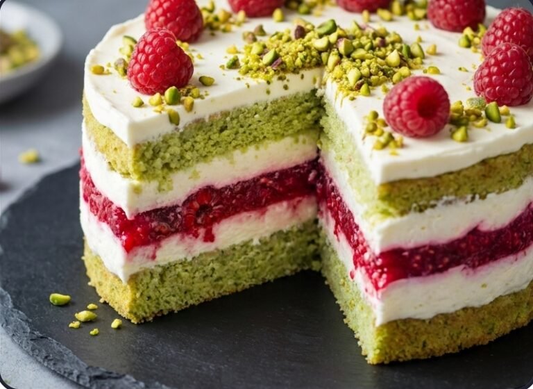 Pistaći Malina Torta Recept | Raskošna Torta sa Maskarponeom i Svežim Malinama