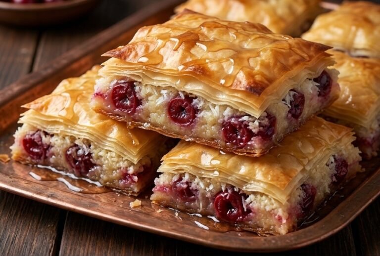 Baklava sa Kokosom i Višnjama Recept | Sočna i Hrskava Domaća Baklava