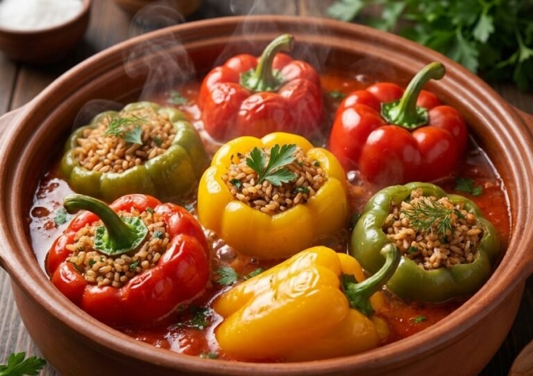 Punjene Paprike sa Pirinčem Recept | Posne i Sočne Paprike u Paradajz Sosu