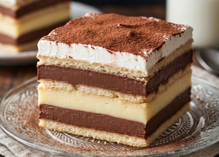 Kremaste Puding Kocke Recept | Brzi Kolač sa Keksom i Pudingom Bez Pečenja