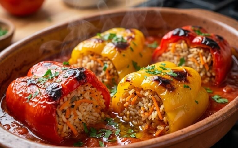 Punjene Paprike Recept | Sočne Pečene Paprike sa Pirinčem i Povrćem