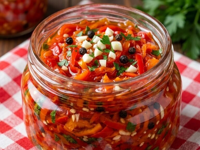Cepkana Ljuta Paprika sa Belim Lukom Recept | Pikantna Zimska Salata u Tegli