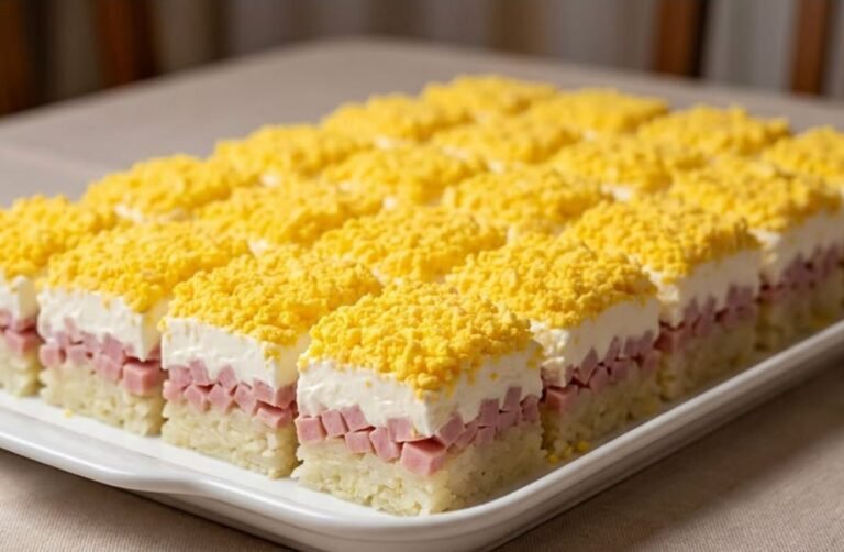 Slojevita Mimoza Salata Recept | Domaća Slana Torta sa Šunkom i Sirom
