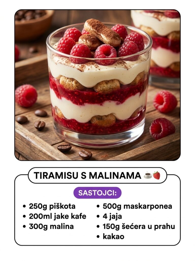Tiramisu s malinama – Osvežavajući, kremasti i elegantni italijanski desert