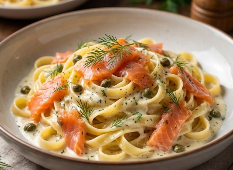 Pasta sa dimljenim lososom – Kremasta, elegantna i brza testenina sa lososom