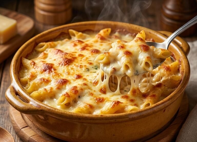 Zapečena pasta 4 sira – Kremasta, bogata i rastegljiva zapečena testenina sa četiri vrste sira