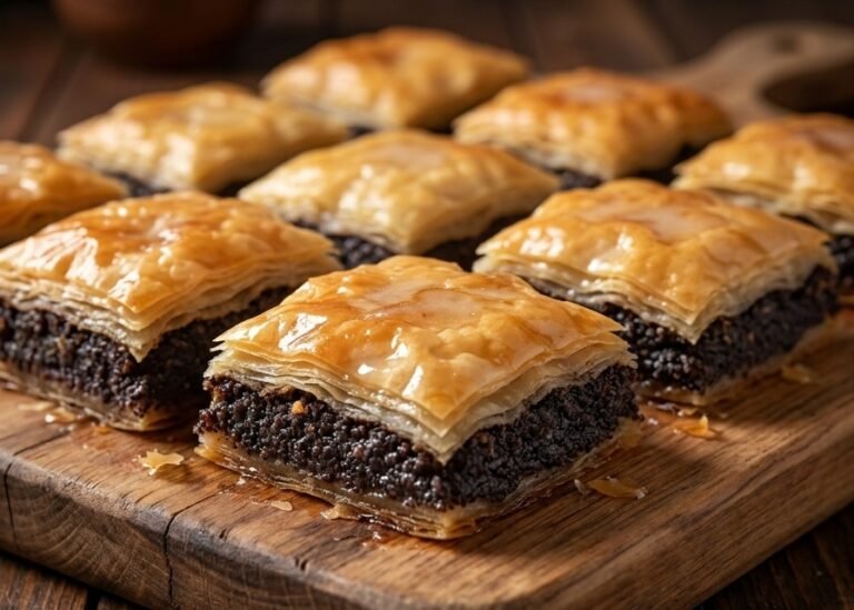 Posna baklava sa makom – Tradicionalna, sočna i aromatična posna baklava sa tankim korama, bogatim nadevom od maka i slatkom agdom