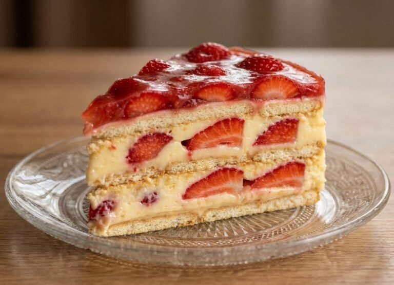 Keks torta sa jagodama – Kremasta, bogata i osvežavajuća slojevita torta sa keksom, svežim jagodama i šlagom