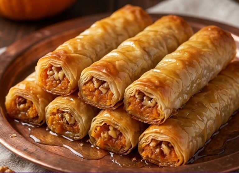 Bundeva rolnice u agdi – Sočne, bogate i aromatične tradicionalne rolnice sa tankim korama, dinstanom bundevom, orasima, cimetom i slatkom agdom