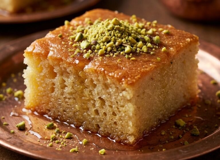 Grčki kolač sa grizom – Sočan, bogat i osvežavajući tradicionalni kolač sa grizom, brašnom, citrusnom agdom i pistaćima